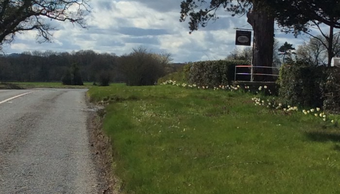 Farm sign on right